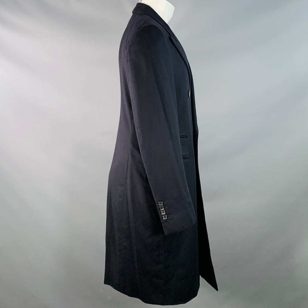 TOM FORD Size 40 Navy Cashmere Double Breasted Peak Lapel Coat