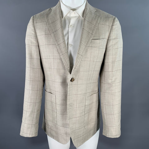 ATELIER MUNRO Size 38 Beige Glen Check Notch Lapel Sport Coat
