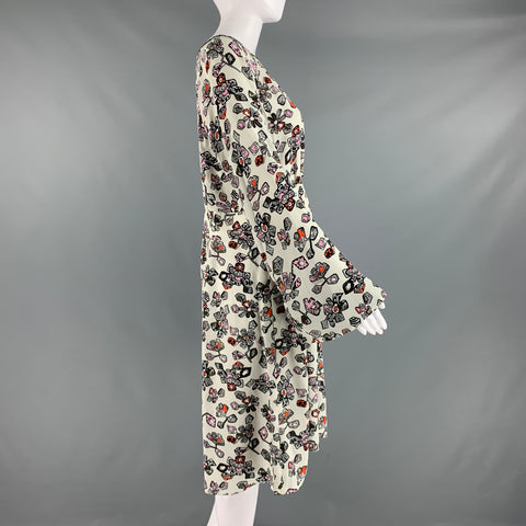 DOROTHEE SCHUMACHER Size XL White Multi-Color Viscose Silk Print Long Dress