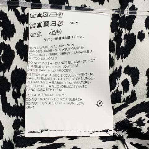 MICHAEL KORS COLLECTION Size 6 Black White Silk Animal Print Butterfly Sleeve Long Sleeve Blouse