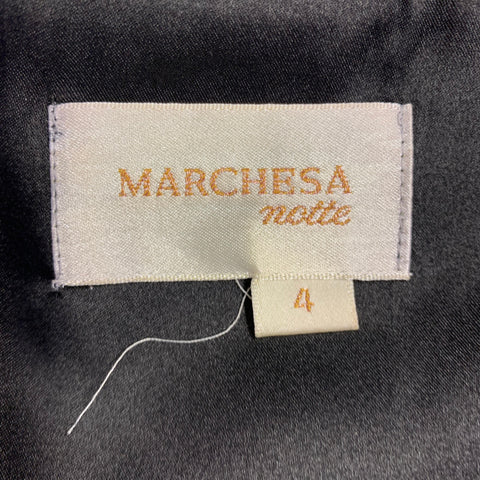 MARCHESA NOTTE Size 4 Black Silk Ruffled One Shoulder Cocktail Dress