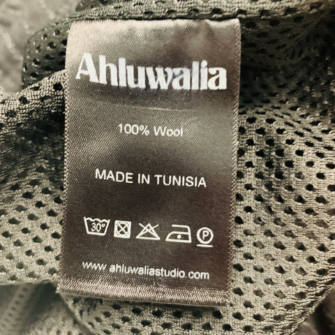 AHLUWALIA Size S Black White Pinstripe Wool Drawstring Casual Pants