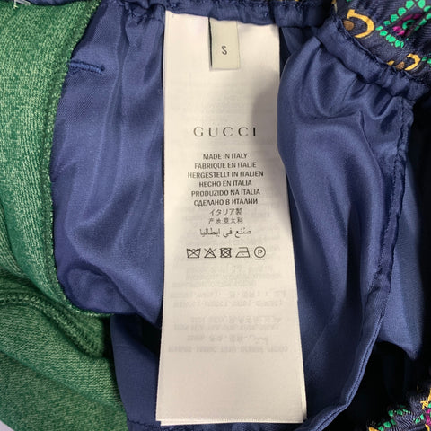 GUCCI Size S Green Multi Color Stripe Cotton Polyamide Drawstring Shorts