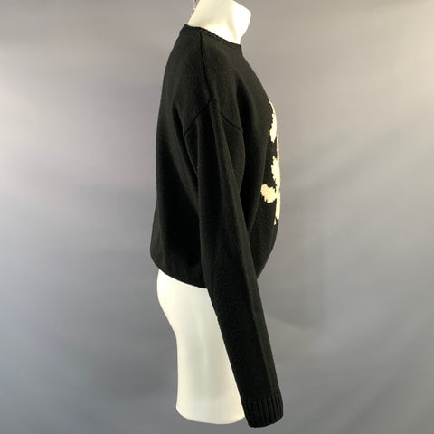 ENFANTS RICHES DEPRIMES FW2016 M Black White Knitted Wool Crew Neck Sweater