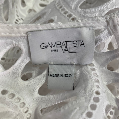 GIAMBATTISTA VALLI Size M Black Eyelet Crop Top Skirt Set