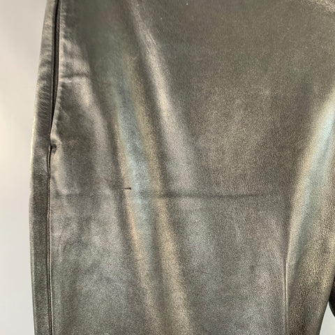 PRADA Size 32 Black Leather Low Rise Flared Casual Pants