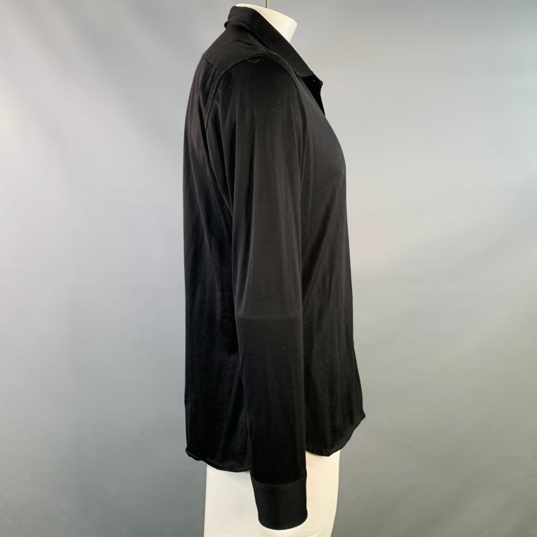 TOM FORD Size XXL Black Triacetate Blend Cutaway Long Sleeve Shirt