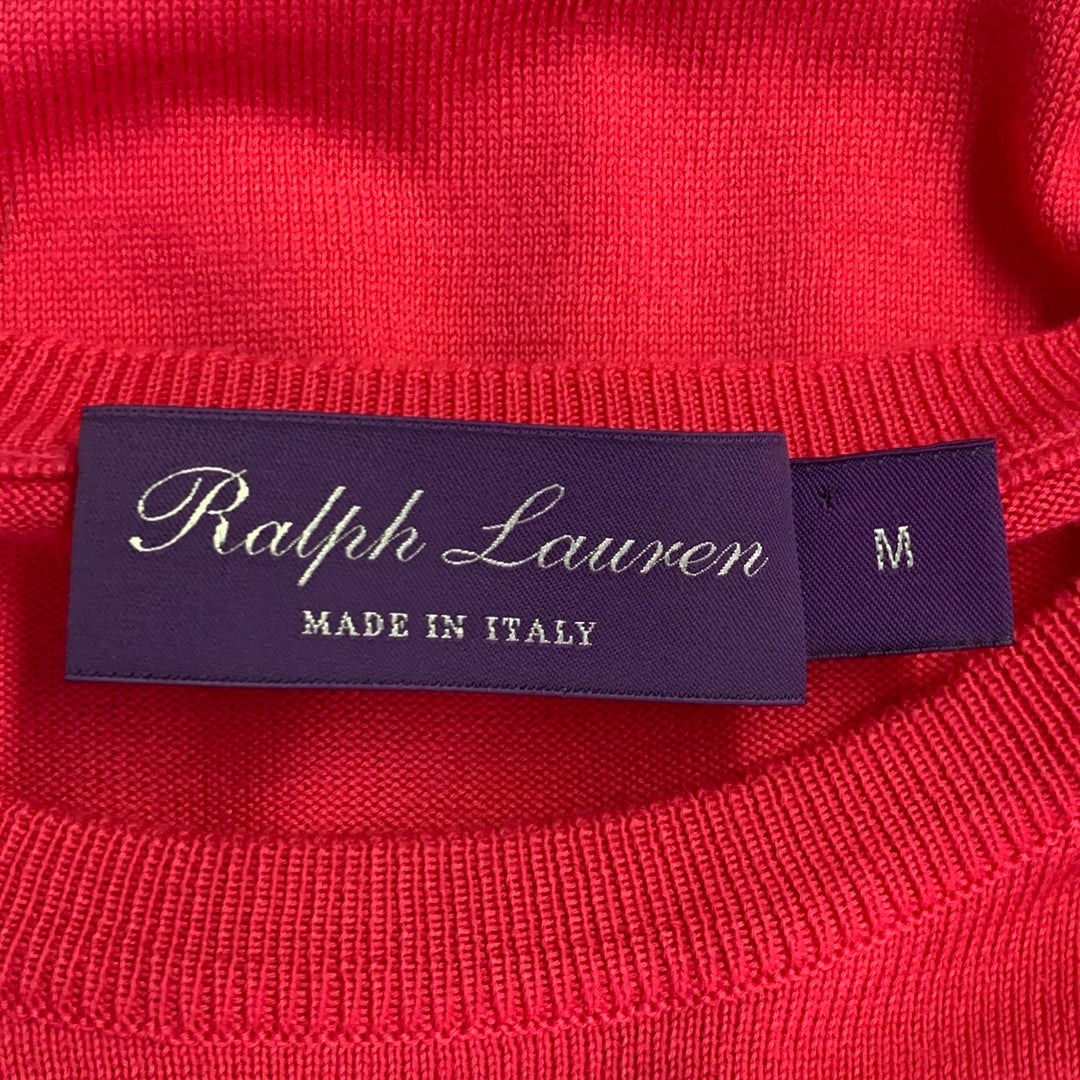 RALPH LAUREN COLLECTION Size M Fuchsia Pink Cotton Crew Neck Pullover