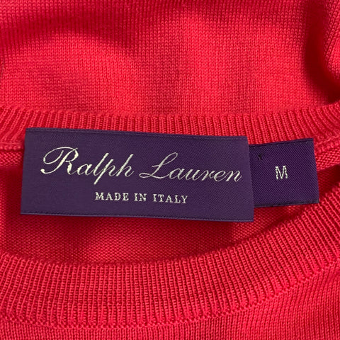 RALPH LAUREN COLLECTION Size M Fuchsia Pink Cotton Crew Neck Pullover