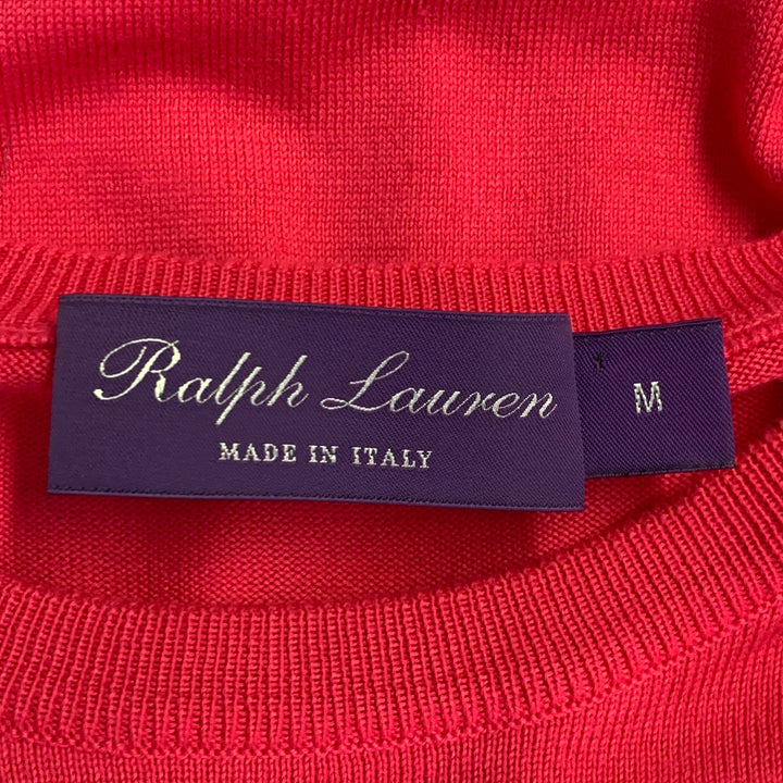 RALPH LAUREN COLLECTION Size M Fuchsia Pink Cotton Crew Neck Pullover