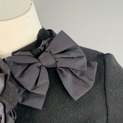 MOSCHINO COUTURE Size 10 Black Wool Blend Ribbon Snaps Jacket Blazer