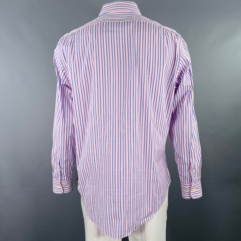 Polo Ralph Lauren chemise homme manche longue coton rayé rose bleu taille XXL