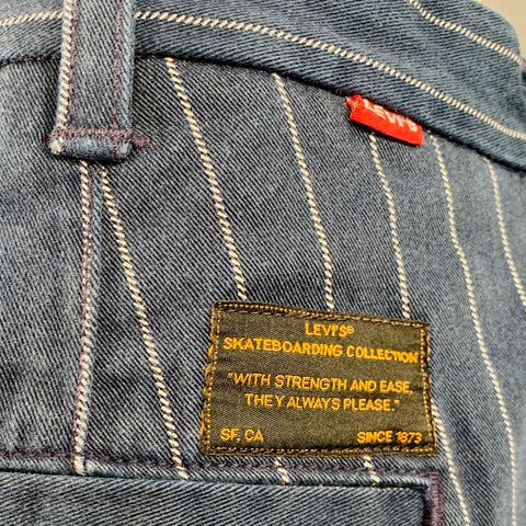 LEVI STRAUSS Size 36 Navy White Pinstripe Cotton Blend Flat Front Casual Pants