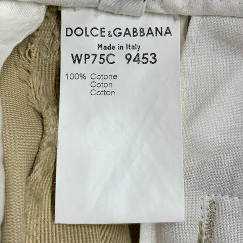 DOLCE & GABBANA Size 30 Tan Blue Black Twill Cotton Striped Trim Casual Pants