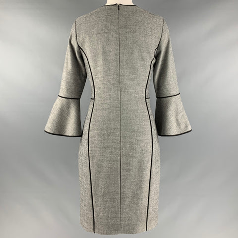 ELIE TAHARI Taille 4 Noir Blanc Polyester Mélange Nailhead Robe Manches 3/4