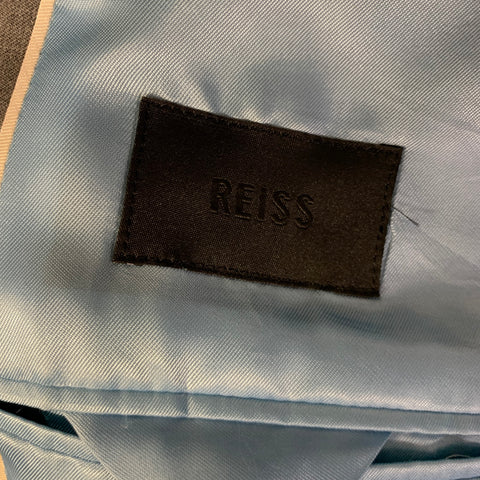 REISS Chest Size 40 Grey Wool Peak Lapel 36 32 Suit