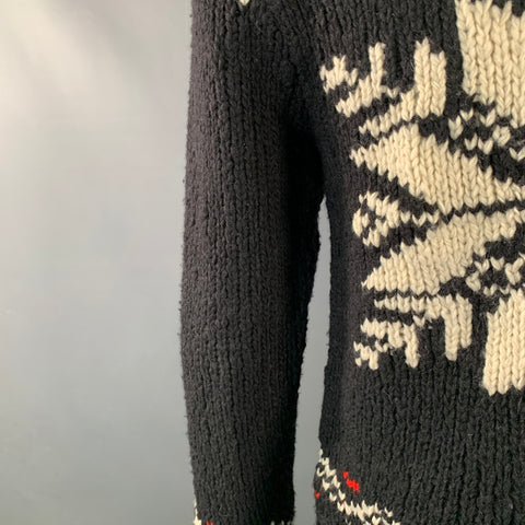 Polo Ralph Lauren Pull nordique en laine et alpaga noir, rouge et blanc – Taille M