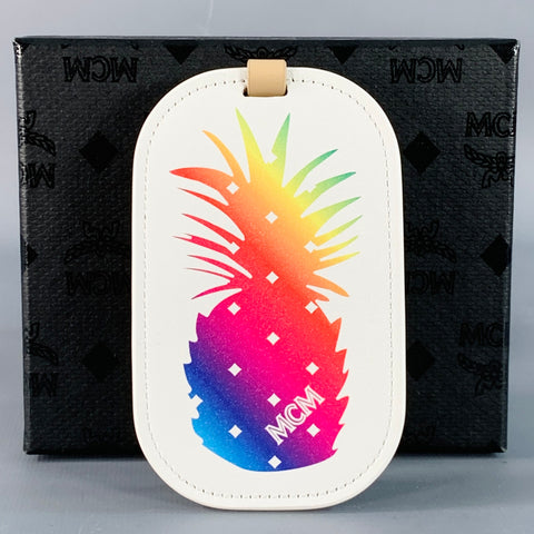 Étiquette de bagage en cuir ananas MCM White Rainbow