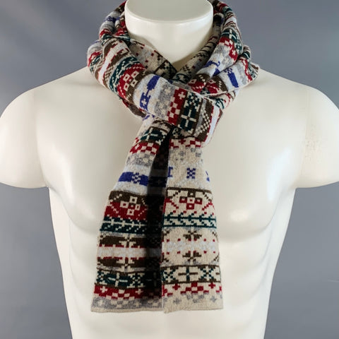 AGNÈS B. Beige Multi Color Nordic Wool Angora Scarf