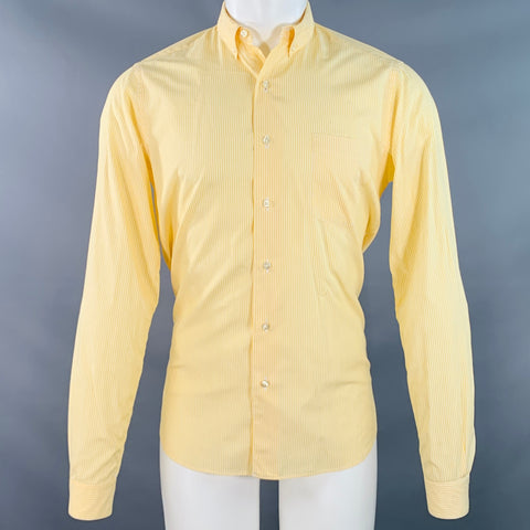 STEVEN ALAN Size S Yellow White Stripe Cotton Button Down Collar Long Sleeve Shirt