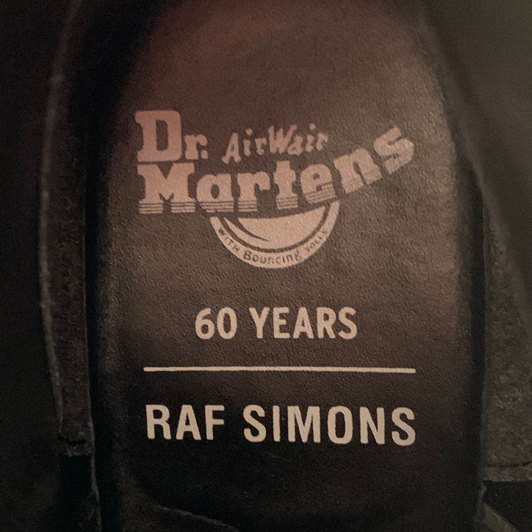 RAF SIMONS Size 9 Black Rings Leather Lace-Up Boots