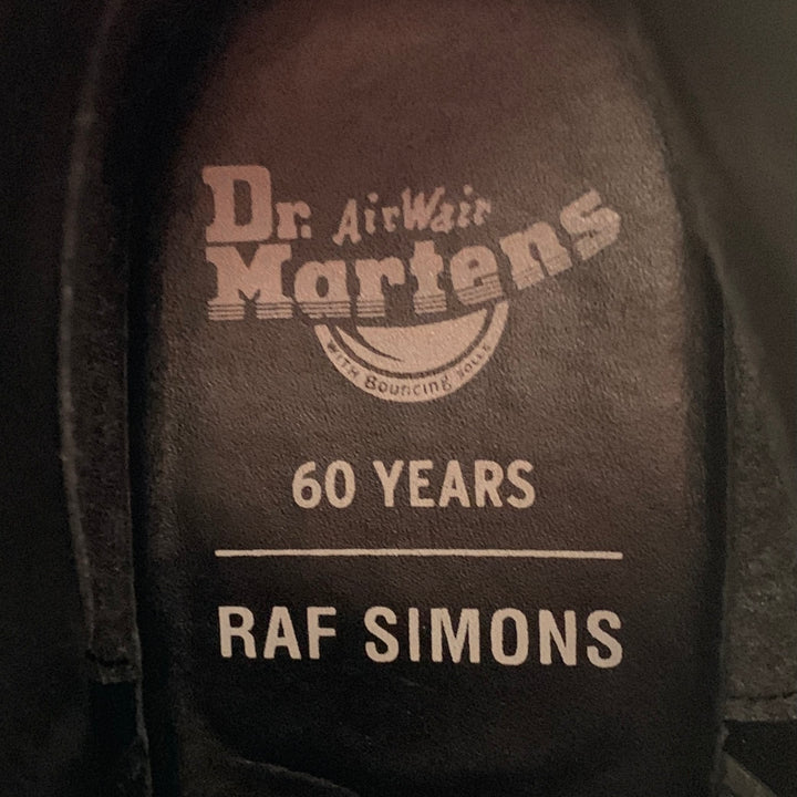 RAF SIMONS Size 9 Black Rings Leather Lace-Up Boots