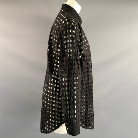 SOLID & STRIPED Size M Black Cotton Eyelet Button Up Shirt
