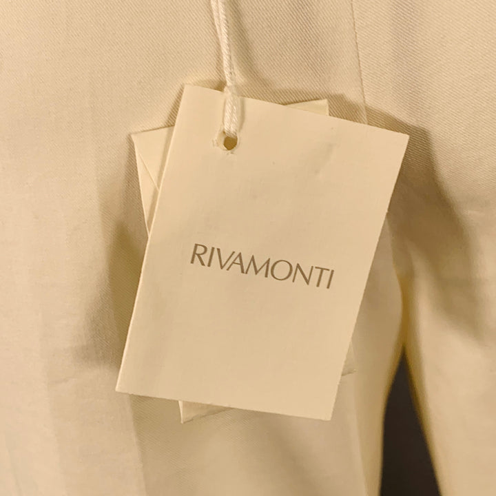 RIVAMONTI Size 4 White Cotton Blend Narrow Leg Dress Pants