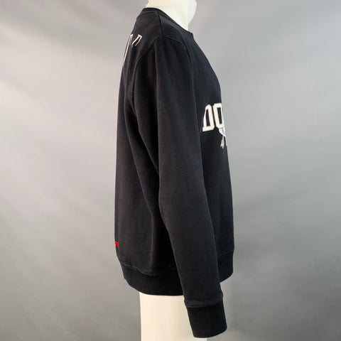 OFF-WHITE Size M Downtown Black White Graphic Cotton Crew Neck Sweatshirt