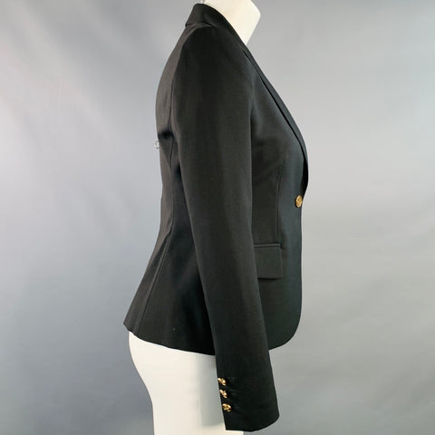 GUCCI Size 2 Black Wool Blend Peak Lapel Jacket Blazer