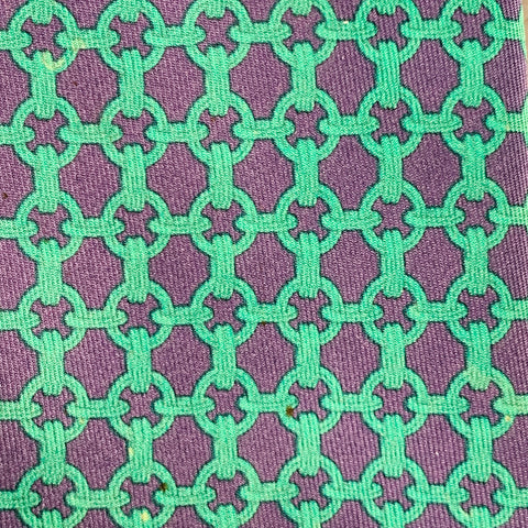 HERMES Navy Green Woven Chain Silk Tie