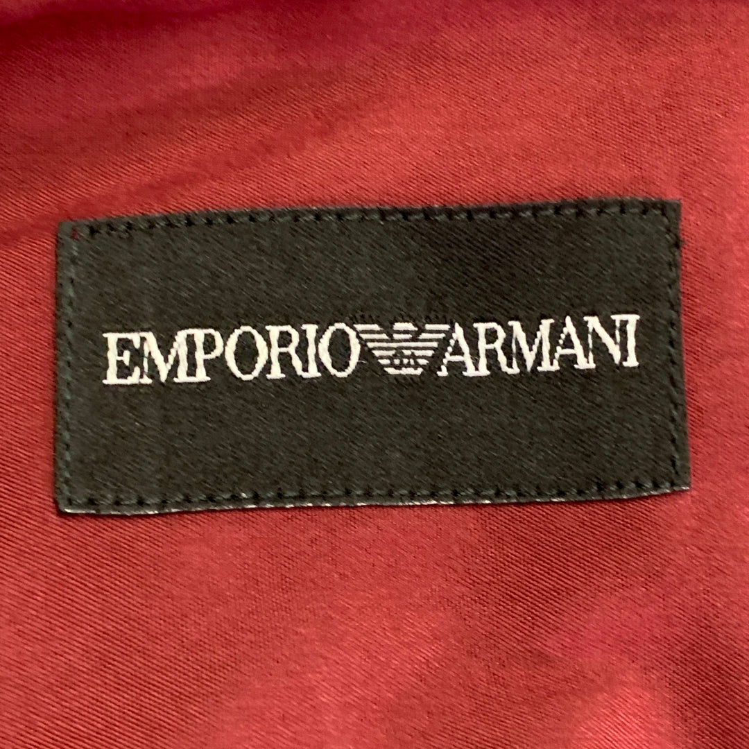 EMPORIO ARMANI Size S Red Burgundy Cotton Blend Spread Collar Long Sleeve Shirt