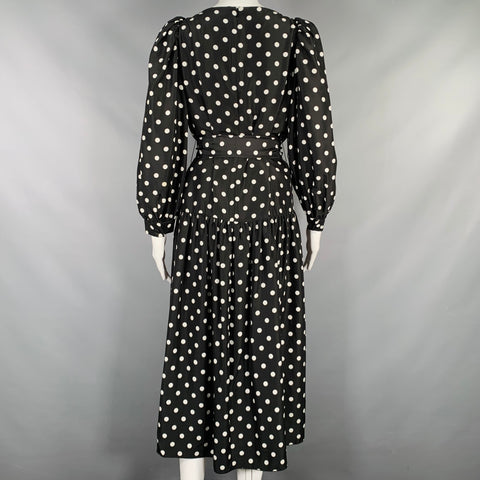 Robe trapèze en soie à pois noirs et blancs MARC JACOBS Taille 2