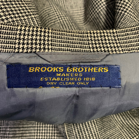 BROOKS BROTHERS Size 42 Black White Glenplaid Wool 3PC Suit