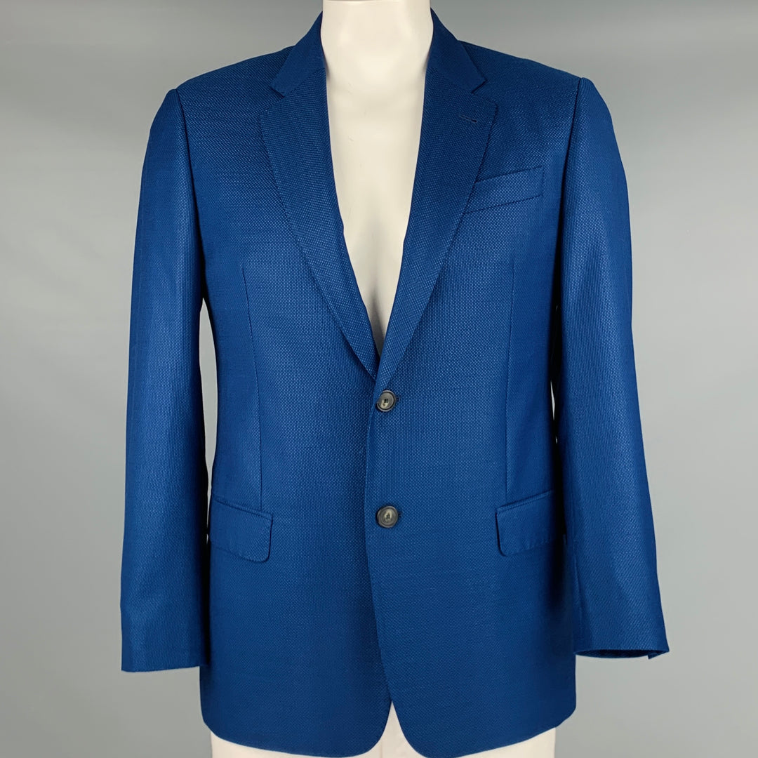 EMPORIO ARMANI Talla 42 Abrigo deportivo con solapa de muesca de lana con cabeza de clavo azul