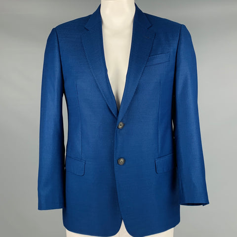 EMPORIO ARMANI Size 42 Blue Nailhead Wool Notch Lapel Sport Coat