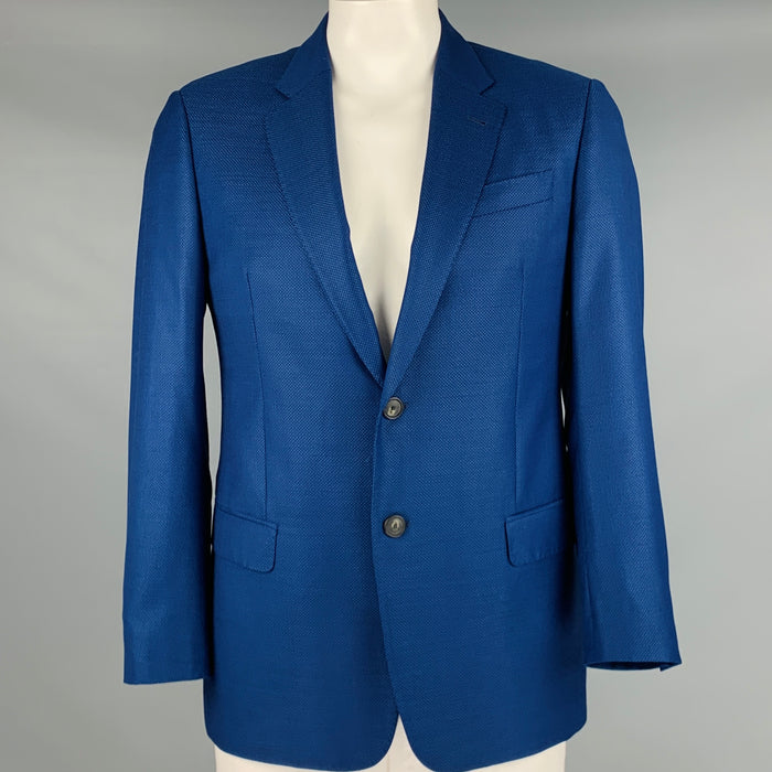 EMPORIO ARMANI Size 42 Blue Nailhead Wool Notch Lapel Sport Coat