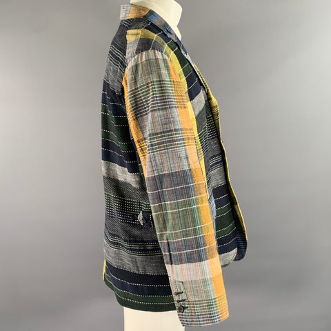 ENGINEERED GARMENTS Size M Navy Orange Patchwork Cotton Sport Coat