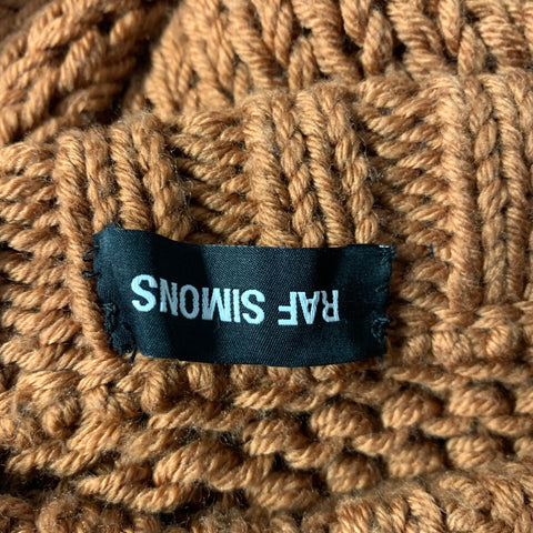 RAF SIMONS FW2017 Size M Brown Green Knitted Wool Crew Neck Sweater