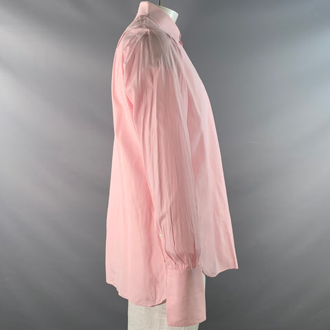 Chemise à manches longues en coton à fines rayures roses et blanches TURNBULL & ASSER taille L