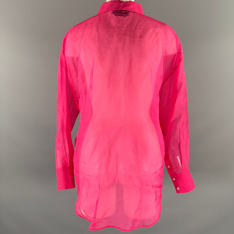 MSGM Size M Pink Silk Sheer Button Up Shirt