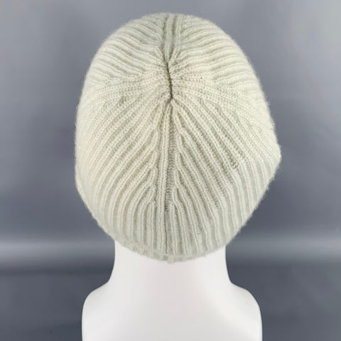 JIL SANDER Green Mint Ribbed Cashmere Knit Beanie Hat