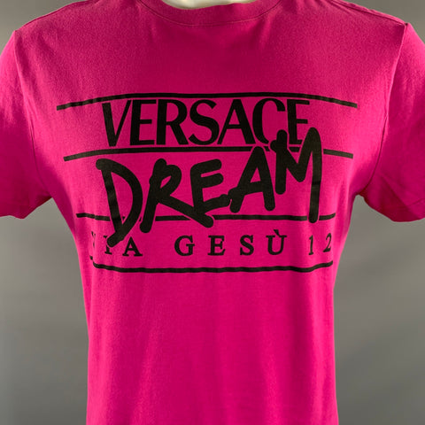 VERSACE Size M Pink Magenta Crew Neck T Shirt