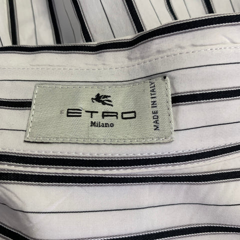ETRO Size XS White Multi Color Cotton Silk Print Button Down Collar Shirt