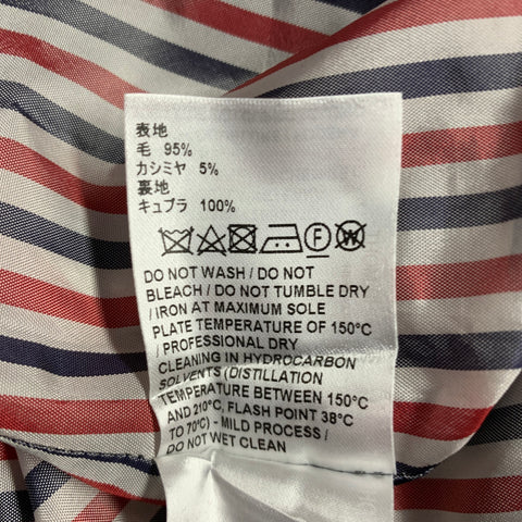 THOM BROWNE Size 0 Navy White Wool Cashmere Pinstripe Cuffed Mini Skirt