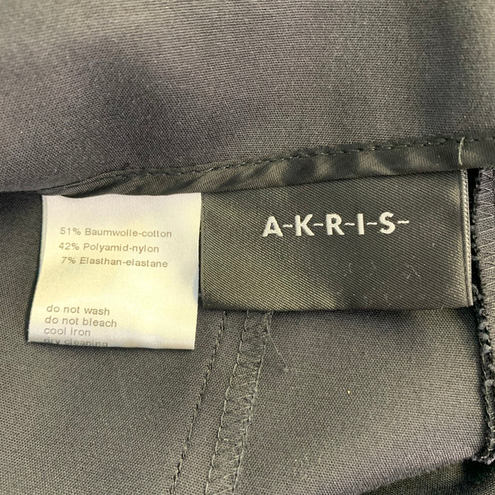 AKRIS Size 12 Black Cotton Blend Tapered Side Zipper Dress Pants