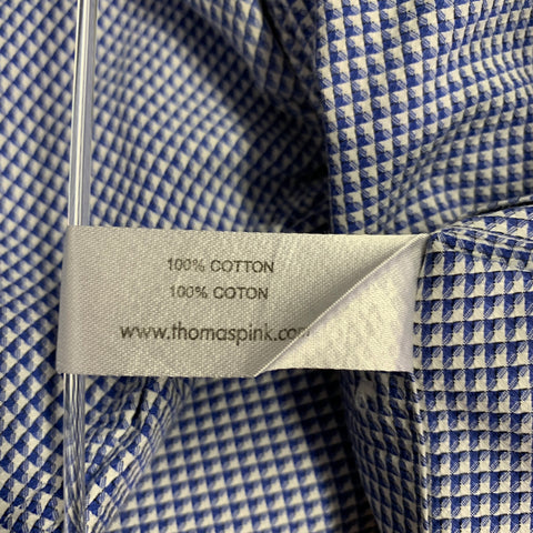 PINK Size M Blue White Cotton Nailhead French Cuff Long Sleeve Shirt