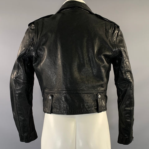 RALPH LAUREN Size L Black Leather Biker Jacket