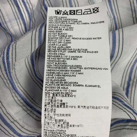 MAISON MARGIELA Size XS White Blue Cupro Short Sleeve Shirt