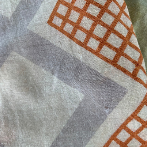 DRIES VAN NOTEN Beige Green Red Abstract Silk Cotton Scarf